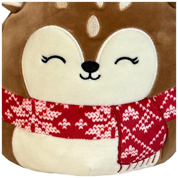 Squishmallow Dawn The Fawn Deer Plush Red Scarf 8 Inch Reindeer Stuffed Animal - Picture 2 of 10